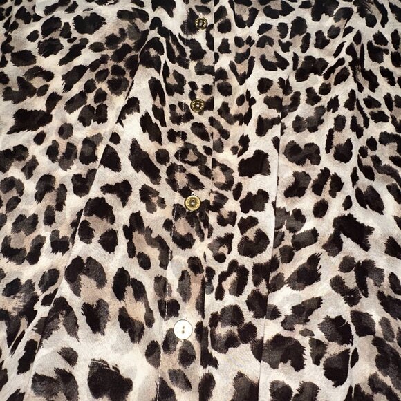 BCBG MAXAZRIA XL Sleeveless Leopard Print Sheer Tunic Blouse Button-Down -A142 - Picture 2 of 6